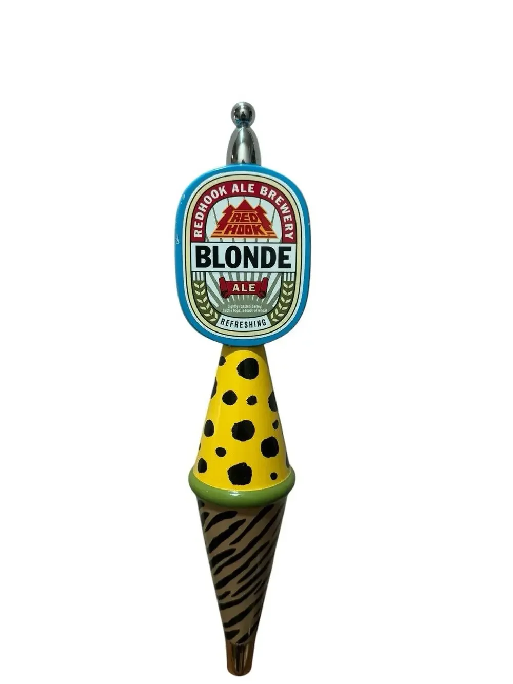 Red Hook Ale Brewery Blonde Wooden Beer Tap Handle 13” Striped Leopard Vintage